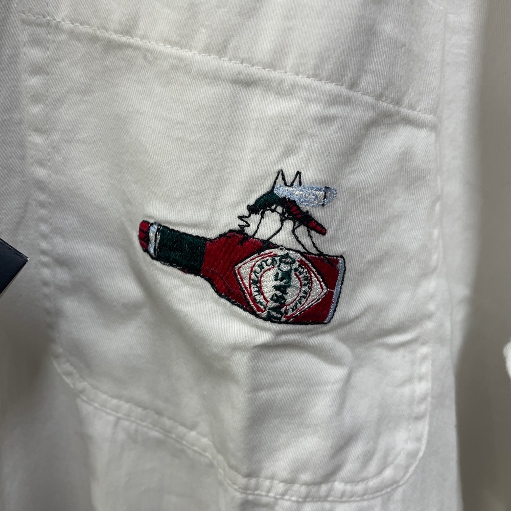 Tabasco White Long Sleeve Embroidered New Button Front Cotton Large Shirt - Picture 2 of 8